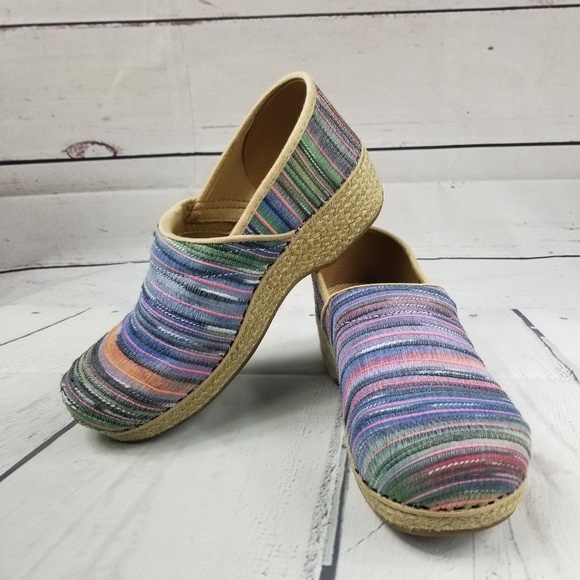 dansko striped clogs